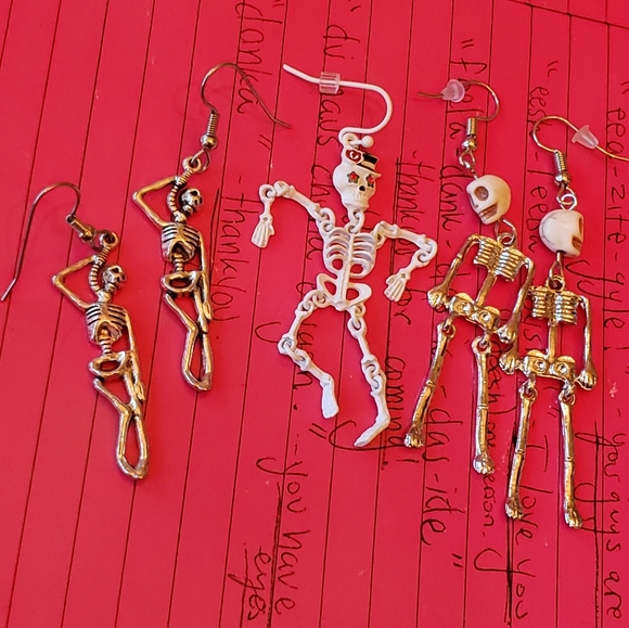 Skeleton Earring Dangles Lot 5 NWT - Picture 3 of 6